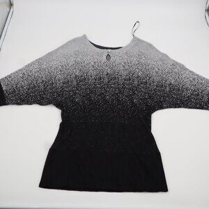Notations Womens Medium Silver Black Ombre Metallic Knit Dolman Sleeve Sweater